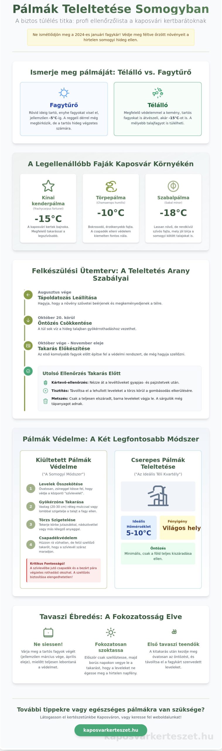 Pálmák teleltetése Kaposváron: A biztos túlélés ellenőrzőlistája 2026-ban